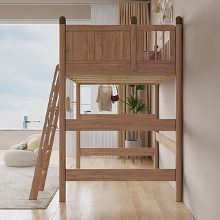 优漫佳交错式上下床双层床两层全实木儿童床高低床白蜡木 主架床+直梯+1.8单人床 主床架1.5*2米