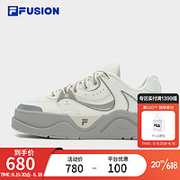 斐乐（FILA）FILA FUSION潮牌女鞋板鞋2023秋厚底运动休闲鞋 微白/麻绳棕-WA 40