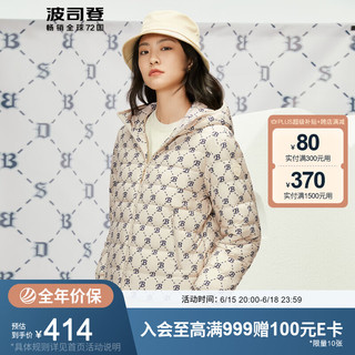 波司登新款轻薄羽绒服 潮流云朵印花 情侣款 休闲短款连帽外套B30131016 卡其经典老花9T54 155/80A