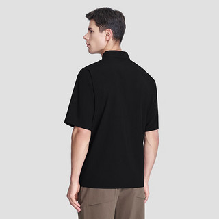 DESCENTE迪桑特 BLEU系列 男女同款梭织短袖衫 D3233BWS95 BK-黑色 L(175/96A)