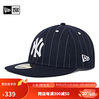 NEW ERA纽亦华2023新款MLB棒球帽条纹男女情侣平檐全封 13571365-藏青色 NY 738