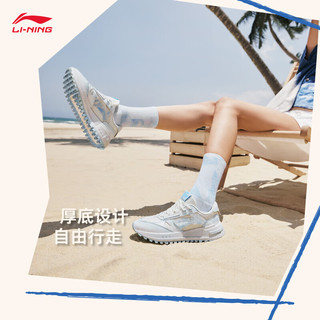 LI-NING 李宁 乘风2.0-海洋丨运动时尚鞋女鞋2023经典复古休闲鞋AGCT464
