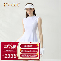 FVQA品牌高尔夫连衣裙女士夏季透气套装上衣修身显瘦GOLF运动网球服装 白色 配同色打底裤 S