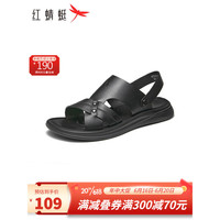 红蜻蜓 RED DRAGONFLY男凉鞋夏款男士沙滩鞋经典款式男凉鞋轻便两穿皮凉鞋 黑色 38