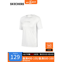 斯凯奇（Skechers）2023春季女子百搭舒适圆领T恤衫透气运动短袖P223W068 亮白色/0019 S