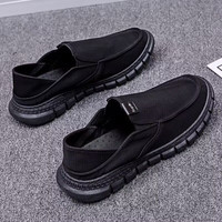 逐升（zhuseii）老北京布鞋男士夏季男鞋透气软底一脚蹬套脚休闲鞋子男亚麻帆布鞋 FH-2168黑色 #41