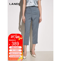 LANDI 蓝地 灰蓝色直筒修身西装裤女2023年夏季新款小个子显瘦长裤 灰蓝色 L