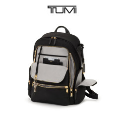 TUMI Voyageur系列时尚黑金撞色女士休双肩包 黑色拼金色/0196600DGLD