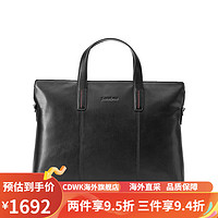 Samsonite 新秀丽 男士公文包 通勤商务公事包头层牛皮革手提包TK9 黑色