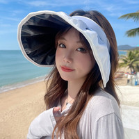 斯普琳防晒帽女夏季遮阳帽新款防户外紫外线空顶贝壳帽子发箍款uv太阳帽 灰色