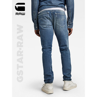 G-STAR RAW2023春秋款3301弹力修身锥形5口袋中腰男士牛仔裤51001 中蓝色牛仔布 2830