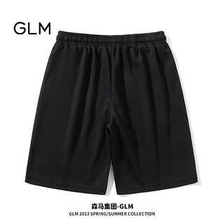 GLM森马集团品牌短裤男夏季薄款户外休闲跑步运动五分裤 黑色 2XL