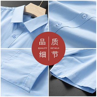 红蜻蜓（RED DRAGONFLY）短袖衬衫男夏季时尚商务纯色平纹职业正装修身衬衣 浅蓝 2XL