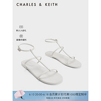 CHARLES&KEITH23夏季新品CK1-70900463平跟一字带罗马凉鞋女鞋 White白色 37