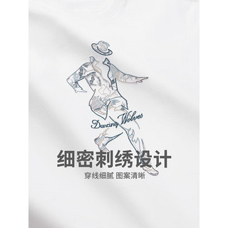与狼共舞短袖T恤男2023夏季新款品牌刺绣短t恤文化衫6293 本白803 175/92A/L