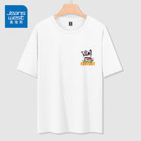 真维斯(JEANSWEST)冰丝网眼短袖T恤男2023夏季新款轻薄透气小众设计感印花宽松上衣 白色 彩带醒狮_K 4X