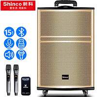 新科（Shinco）T519 15英寸移动拉杆音响 大功率蓝牙广场舞音箱 户外音响 低音炮三分频KTV扩音器 带麦克风