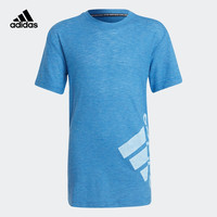 adidas阿迪达斯官方轻运动男大童装休闲上衣圆领短袖T恤GJ6663 皇家蓝/亮蓝/白 140CM