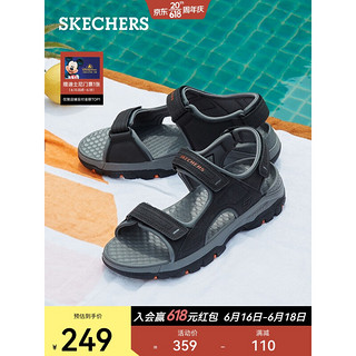 斯凯奇（Skechers）凉鞋男2023夏季运动休闲软底外穿沙滩鞋潮流拖鞋204105父亲节礼物 黑色/BLK 40