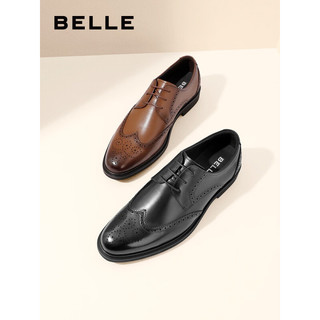 BeLLE 百丽 男士皮鞋布洛克雕花婚鞋牛皮商务正装鞋A0588CM1 黑色