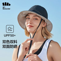 蕉下（beneunder）防晒帽女夏季新款轻薄防紫外线遮阳帽花瓣帽女士帽子渔夫帽双面 漆夜黑-月凝灰