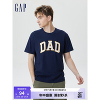 Gap 盖璞 男装夏季2023新款LOGO纯棉运动短袖672055休闲亲子T恤 海军蓝 180/96A(M)