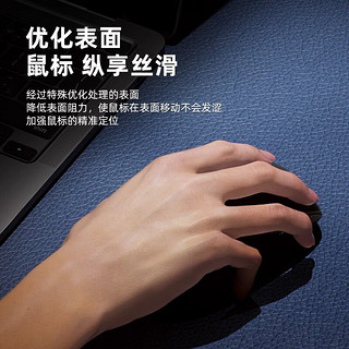 裕合联 超大号鼠标垫长款键盘垫皮革桌面垫皮质皮纹电脑办公垫子游戏防滑垫 藏蓝色 30cm*40cm