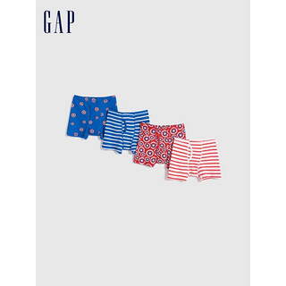 Gap男童夏季2023新款平角裤四条装596677儿童装内裤 红蓝组合 120cm(S)