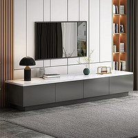 宜造(YIZAO)电视柜北欧客厅家用现代简约落地柜岩板色小户型茶几电视机柜组合 灰+白大理石纹色1.6M