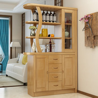 贵妃实木间厅柜客厅玄关柜门厅柜装饰隔断酒柜中式双面屏风现代储物柜 实木间厅柜1.2米 原木色