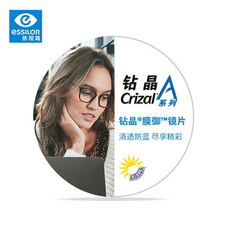 essilor 依视路 镜片1.60钻晶膜御折射率防蓝光+送康视顿品牌镜框