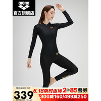 arena 阿瑞娜 2023女士泳衣长袖泳衣泳裤50周年游泳衣冲浪显瘦保守时尚泳装 BLK黑色上衣 S