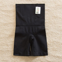 mumerlove高腰提臀收腹女内裤强收腹裤塑形收胯束腰产后收腹收盆骨衣夏 黑色 加长平角裤 XXL(170-200)