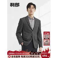 利郎官方休闲西服男修身版23秋季新款格纹时尚男士小西装外套 黑咖(22QDX201SA) 165/80A