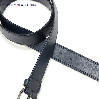 TOMMY HILFIGER23新款男装简约金属旗标针扣式商务休闲腰带AM0AM11226 藏青色DW6 95cm