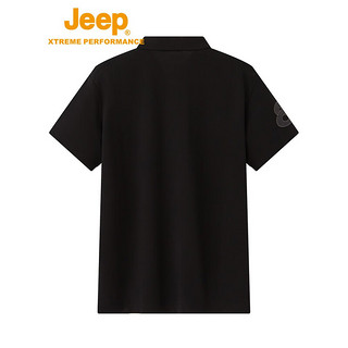 Jeep吉普夏季户外休闲透气冰氧酷POLO体恤衫UPF40+防晒亲肤速干t恤男 品牌黑 L/130-145斤