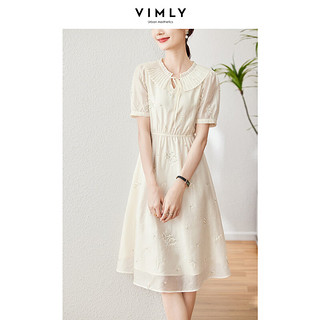 梵希蔓法式连衣裙女夏季新款遮肚子减龄高级感穿搭小个子茶歇裙 M1330 杏色 XL