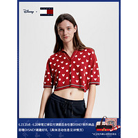 TOMMY HILFIGER23新款女装波点提花宽松短款POLO衫38825 苹果红XIT L