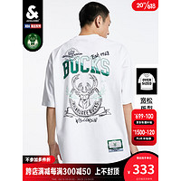 杰克·琼斯（JACK&JONES）夏季NBA联名雄鹿队OVERSIZED毛巾绣休闲短袖T恤男223201416 本白 175/96A/M