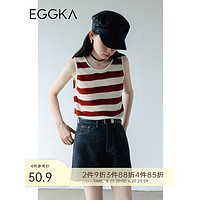 EGGKA 条纹背心吊带女外穿夏季2023年新款设计感小众内搭短款上衣 红条纹 均码
