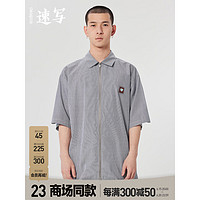 速写男装商场同款2023夏新品衬衣条纹520系列短袖衬衫宽松9N5210360 965黑白条/格 XS