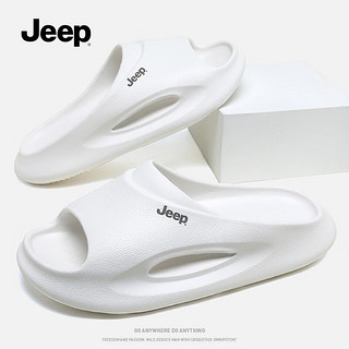 Jeep吉普2023新品夏季拖鞋男厚底防滑耐磨时尚个性潮流外穿一字凉拖 白色 40-41
