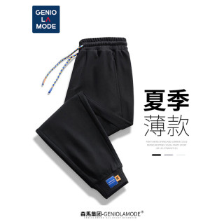 GENIOLAMODE 森马集团休闲裤男潮流运动休闲百搭系带束脚夏季薄款透气长裤