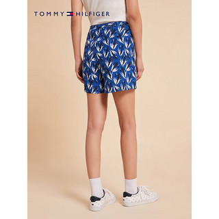 TOMMY HILFIGER23新款春夏女装时尚鲜明图案合身版抽绳短裤WW0WW39541 深蓝白拼色0G8 32