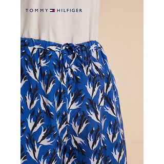 TOMMY HILFIGER23新款春夏女装时尚鲜明图案合身版抽绳短裤WW0WW39541 深蓝白拼色0G8 32