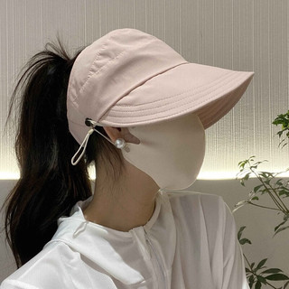 笙格儿防晒帽女夏季帽子扎马尾防紫外线户外时尚休闲遮阳帽鸭舌帽太阳帽 卡其 可调节