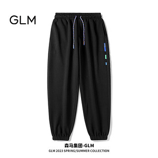 GLM森马集团品牌休闲裤男直筒宽松美式束脚韩版潮男长裤子 黑色 L