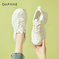 DAPHNE 达芙妮 休闲鞋女厚底舒适轻便老爹鞋运动增高女鞋子 4023101217 米紫 38