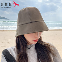 红蜻蜓(RED DRAGONFLY)帽子女夏季出游遮阳防晒帽网红百搭渔夫帽户外遮脸防紫外线太阳帽 军绿