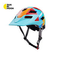 SUNRIMOON 儿童青少年骑行头盔男女孩轮滑自行车头盔山地车骑行半盔安全帽 七彩色